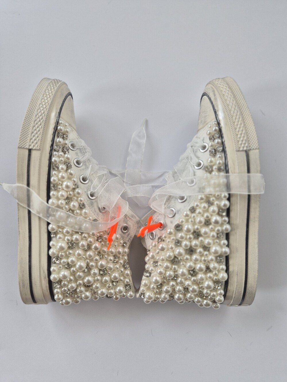 *NIB* [Nan-Ku] Pearl Crush High-top Sneakers, White, Size 38, Rhinestones